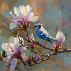 Nyomtatott vászon kép 32x32 cm Bluejay & Blossom – Styler kép