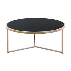 Kerek üveg dohányzóasztal, fekete-rosegold - VESUVIO - Butopêa kép