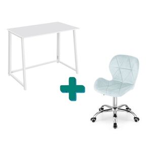 Dolgozószobai szett – összecsukható íróasztal ZARIMO 80×40 cm, fehér + irodai szék AVOLA VELVET világoskék kép