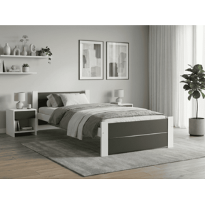 Ágy IKAROS DOUBLE 90 x 200 cm, antracit/fehér Matrac: Coco Maxi matrac 20 cm, Ágyrács: Ágyrács nélkül kép