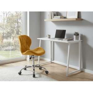ZARIMO dolgozószoba szett: asztal 80x40 cm, fehér + AVOLA VELVET szék, mustárszínű kép