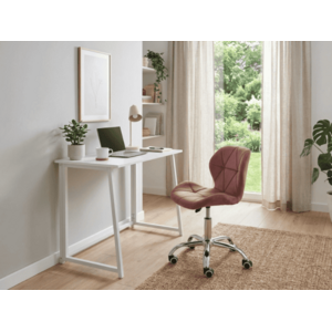 ZARIMO irodai szett íróasztal 80x40 cm, fehér + AVOLA VELVET szék, sötét rózsaszínű kép