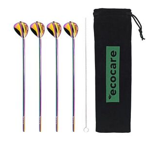 ECOCARE Szívószálas kanál készlet, 4 db, Rainbow kép