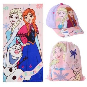 CERDÁ Disney Frozen: Anna & Elsa - fürdőlepedő, baseballsapka és tornazsák szett kép