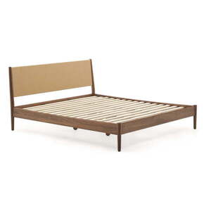 Sötétbarna diófa franciaágy ágyráccsal 180x200 cm Elan – Kave Home kép