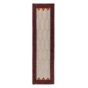 Borvörös-natúr színű kézi szövésű gyapjú futószőnyeg 60x230 cm Apex Border Wool – Flair Rugs kép