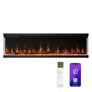 Klarstein EchoFlame Smart falra szerelhető elektromos kandalló | 152 cm | 1800 W | 2 fűtési üzemmód | 12 szín | Fekete kép