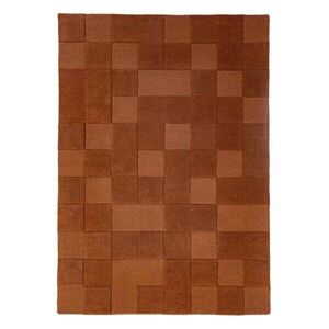 Terrakotta színű kézi szövésű gyapjú szőnyeg 160x230 cm Checkerboard – Flair Rugs kép