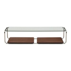 Sötétbarna dohányzóasztal üveg asztallappal 60x140 cm Tarsel – Kave Home kép