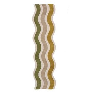 Zöld-natúr színű kézi szövésű gyapjú futószőnyeg 80x300 cm Cascade Wool – Flair Rugs kép