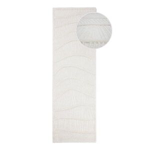 Fehér kézi szövésű gyapjúkeverék futószőnyeg 80x230 cm Sculptured Wave – Flair Rugs kép