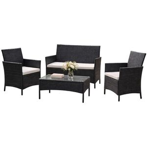 Avenberg Grande kerti rattan bútorkészlet, fekete, fekete kép