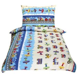 Bellatex Junior pamut - 140×200, 70×90 cm - repülőgépek és autók, kék kép
