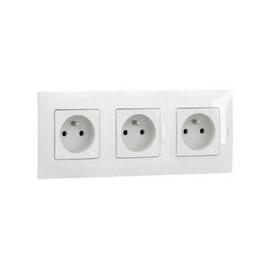Legrand - Három aljzatos háztartási csatlakozóaljzat 250V/16A NILOE kerettel, fehér LR0030+LR0017+LR0017+LR0017 kép