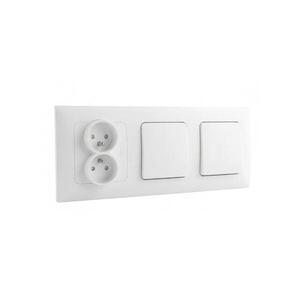 Legrand-Dupla egypólusú 1-es kapcsoló és dupla konnektor dom250V/16A NILOE kerettel, fehér LR0030+LR0018+LR0022+LR0022 kép