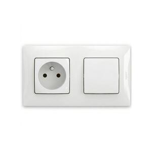 Legrand - Fali aljzat 250V/16A és 1-es egypólusú kapcsoló NILOE kerettel, fehér LR0029+LR0017+LR0022 kép