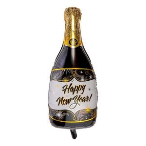 HAPPY NEW YEAR fólia lufi , pezsgősüveg kép
