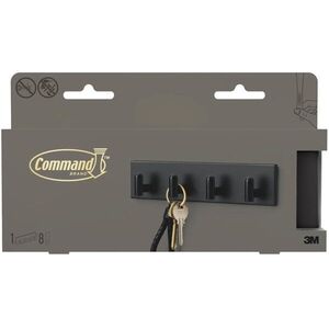 3M Command™ Decor DCR05MB-EU fém kulcstartó sín, matt fekete, 1 kulcstartó sín + 8 ragasztócsík kép