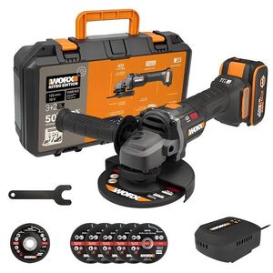 WORX Nitro WX814.2 akkus sarokcsiszoló, 20V, 125mm + tartozékok (1 × 4 Ah) kép