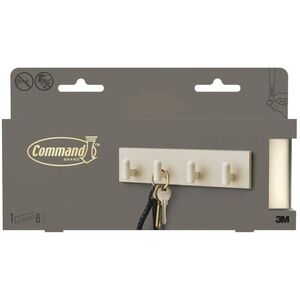3M Command™ Decor DCR05BE-EU fém kulcstartó sín, világosbézs, 1 kulcstartó sín + 8 ragasztócsík kép