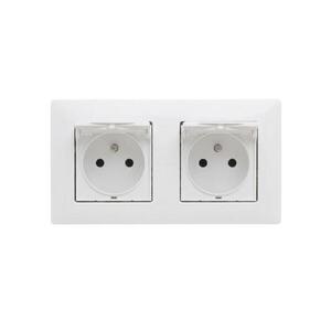 Legrand - Dupla kültéri háztartási aljzat 250V/16A kerettel NILOE STEP fehér LR0061+LR0051+LR0051 kép