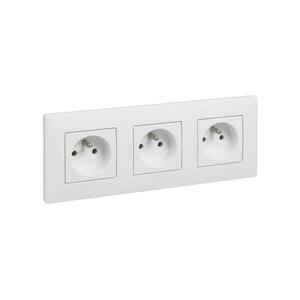 Legrand - Háromfoglalatos háztartási dugalj 250V/16A NILOE STEP kerettel fehér LR0062+LR0049+LR0049+LR0049 kép