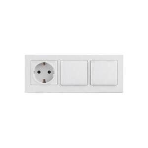 Legrand-Dupla egypólusú 1-es kapcsoló és háztartási aljzat 250V/16A SCHUKOs keret NILOE STEP fehér LR0062+LR0115+LR0054+LR0054 kép