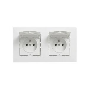 Legrand - Dupla kültéri háztartási konnektor 250V/16A kerettel NILOE STEP fehér LR0061+LR0083+LR0083 kép