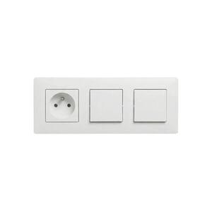 Legrand-Kettős egypólusú 1-es kapcsoló és domo aljzat 250V/16A NILOE STEP kerettel, fehér LR0062+LR0049+LR0054+LR0054 kép