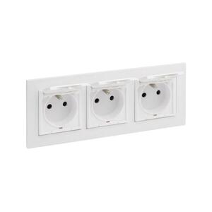 Legrand - Háromcsatlakozós kültéri háztartási dugalj 250V/16A kerettel NILOE STEP fehér LR0062+LR0051+LR0051+LR0051 kép