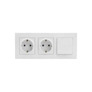 Legrand-Dupla háztartási SCHUKO 250V/16A aljzat és egy 1-es kapcsoló NILOE STEP kerettel, fehér LR0062+LR0115+LR0115+LR0054 kép