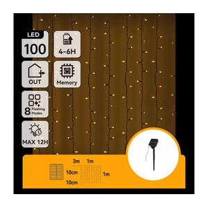 B.V. - LED napelemes fényfüzér 100xLED/8 funkciós 4x1m IP65 meleg fehér B10201JF4 kép