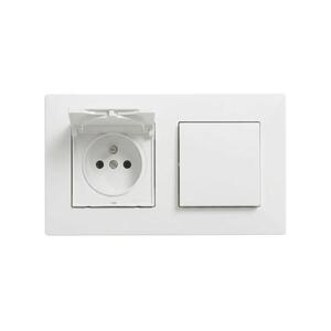 Legrand - kültéri háztartási dugaljzat 250V/16A és 1-es kapcsoló kerettel NILOE STEP, fehér LR0061+LR0083+LR0054 kép