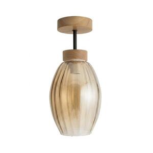 BRILAGI - LED felületre szerelhető csillár R GLASS 1xE27/60W/230V Ø 17 cm tölgy/füstös bézs BG3986+NSTK7499 kép