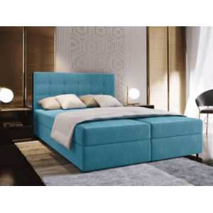 Kárpitozott boxspring ágy GLORIEN VELVET 140x200 cm kék Matrac: Bonell rugós matrac kép