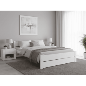 Ágy IKAROS DOUBLE 140 x 200 cm, fehér Matrac: Coco Maxi matrac 20 cm, Ágyrács: Ágyrács nélkül kép