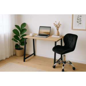 Dolgozószobai szett – összecsukható íróasztal ZARIMO 80×40 cm sonoma tölgy + irodai szék AVOLA VELVET fekete kép