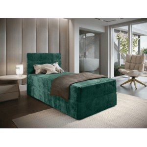 Kárpitozott boxspring ágy GLORIEN VELVET 80x200 cm sötétzöld Matrac: Bonell rugós matrac kép