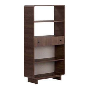 Sötét natúr színű könyvespolc diófa dekorral 78x153x34 cm Senza – Nordure kép
