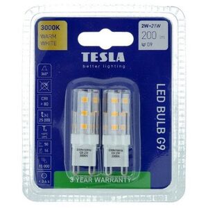 Tesla LED izzó, G9, 2 W, 230 V, 200 lm, 3000 K meleg fehér, 2 db a csomagban kép