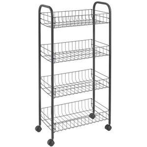Metaltex regál 4 koše s kolečky Ascona Lava mat.čarná 41 × 23 × 84 cm kép