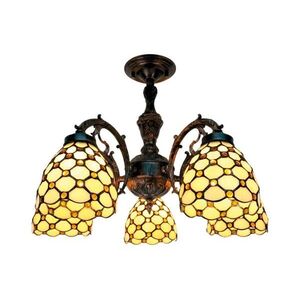 BRILAGI - Tiffany vitrázos felületre szerelhető csillár IVORY SMOOTH 5xE27/60W/230V Ø 60 cm BRD-26413C/5xE27 kép