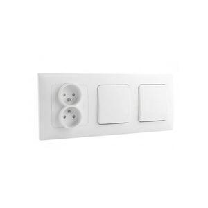 Legrand - dupla egypólusú kapcsoló 1-es és dupla dugalj dom250V/16A NILOE kerettel, fehér LR0030+LR0018+LR0022+LR0022 kép