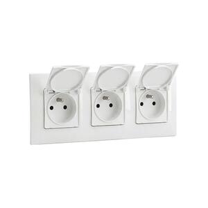 Legrand - Háromaljzatú kültéri háztartási dugalj 250V/16A NILOE kerettel IP44 fehér LR0030+LR0019+LR0019+LR0019 kép