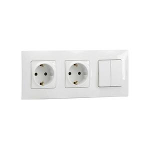 Legrand - dupla háztartási SCHUKO 250V/16A dugalj és dupla kapcsoló č.5 NILOE kerettel, fehér LR0030+LR0023+LR0113+LR0113 kép