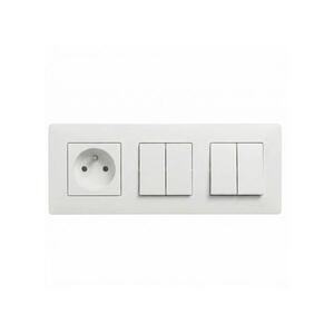 Legrand-2x dupla kapcsoló 5-ös és 250V/16A háztartási aljzat NILOE STEP kerettel fehér LR0062+LR0049+LR0055+LR0055 kép