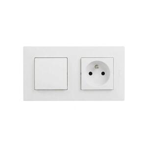 Legrand - Fali aljzat 250V/16A és egypólusú kapcsoló 1. NILOE STEP kerettel fehér LR0061+LR0049+LR0054 kép