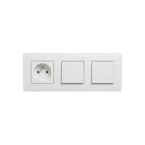 Legrand – Kettős egypólusú 1. kapcsoló és domo aljzat 250V/16A, NILOE STEP kerettel, fehér LR0062+LR0049+LR0054+LR0054 kép