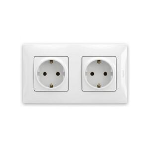 Legrand - Dupla háztartási SCHUKO aljzat 250V/16A, NILOE kerettel, fehér LR0029+LR0113+LR0113 kép