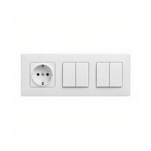 Legrand - 2x dupla kapcsoló, 5-ös számú és domo SCHUKO 250V/16A aljzat NILOE STEP kerettel, fehér LR0062+LR0115+LR0055+LR0055 kép